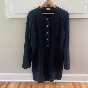 Hanna Andersson Womens Size Medium Tunic Jacket Top Black Half Button Up